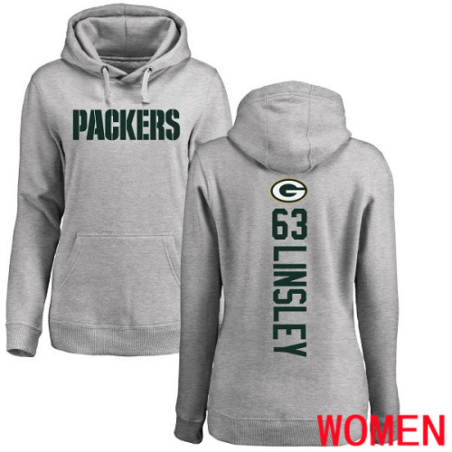 Green Bay Packers Ash Women 63 Linsley Corey Backer Nike NFL Pullover Hoodie Sweatshirts